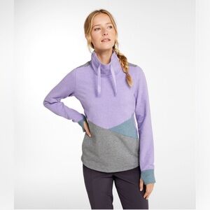 L.L.Bean NWT Women's Cozy Mixed-Knit Pullover Lavender Colorblock Cotton Size S